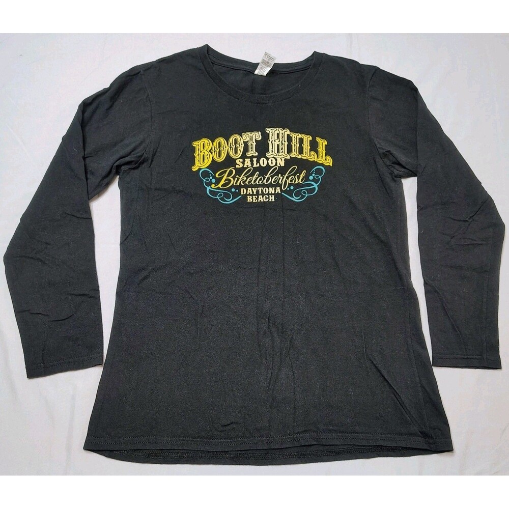 Boot Hill Saloon Daytona Beach Biketoberfest 2016 Black Long Sleeve Motorcycle M